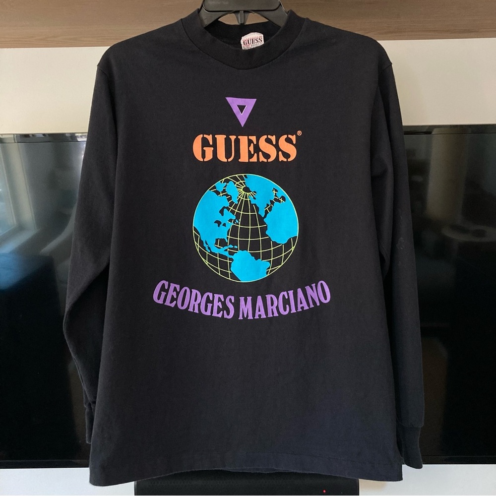 Vintage 80s 90s Guess By Georges Marciano Long Sleeve Single Stitch Medium Tee